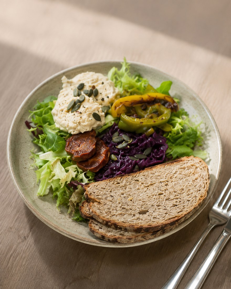 Fresh sandwich and salad bowl